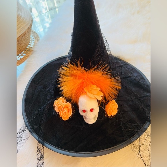 Witch Costume Halloween Dress Up Cosplay Orange Black Bats Girls - Picture 12 of 12